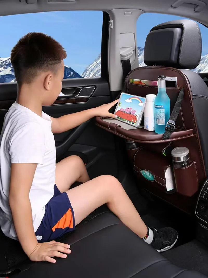 

Car Back Seat Organizer, Storage Bag with Foldable Table Tray, Tablet Holder, Tissue Box, Auto Back Seat Bag, Protector