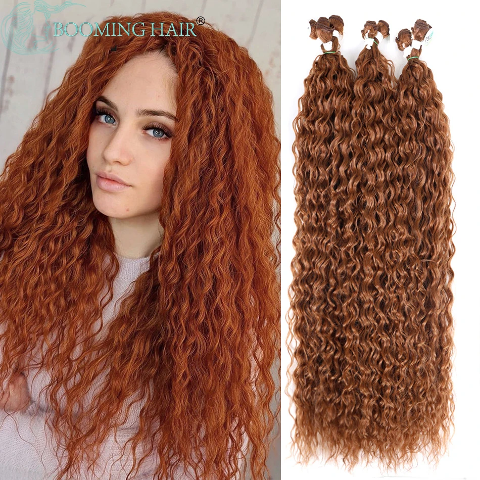 

Kinky Curly Hair Bundles Synthetic Afro Curls Extensions 32inch Long Soft Ombre 613 Blonde Bundles 300G Full Head For Women