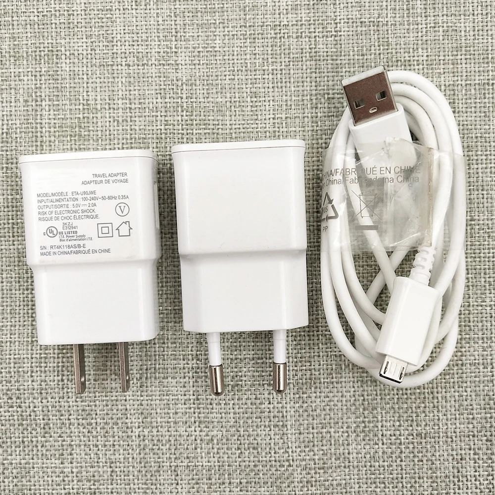 Дорожный настенный адаптер для зарядного устройства Samsung, ЕС/США 5 в 2 А, зарядный кабель Micro USB для Galaxy M10, A10, S6, S7 Edge, J5, J7, J4 + J6 + Note 3, 4, 5