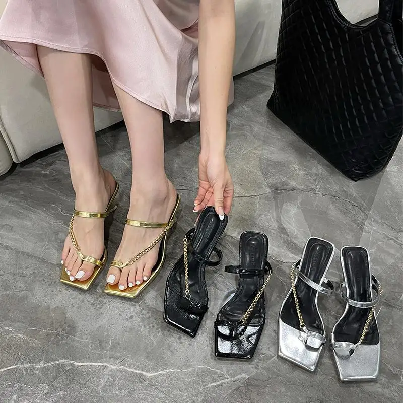 

Шлепанцы женские на низком каблуке, резиновые сланцы, роскошные сабо, римские сандалии из искусственной ткани, тапки, повседневная обувь, 2023