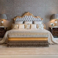 French double bed, master bedroom, European luxury palace wedding bed, princess bed, carved solid wood 1.8 bed