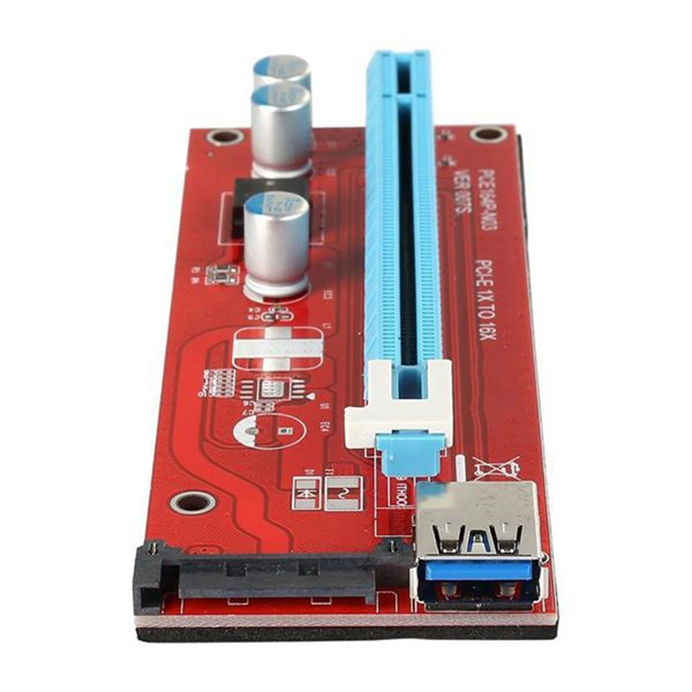 12 шт. Райзер-карта VER007S PCI-E 007S PCIE 1X до 16X 15 контактов SATA 60 см USB 3 0 кабель для майнинга