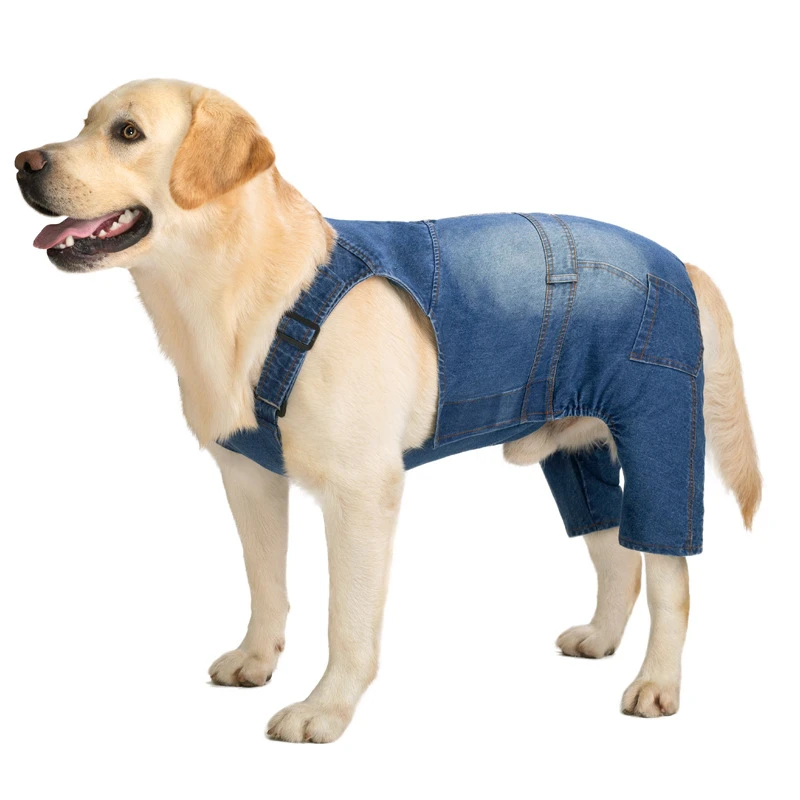 Denim Overalls For Dogs Fashion Pet Dog Jumpsuit For Large Dogs Adjustable Big Dog Clothes Blue Dog Costume Suit For Dog