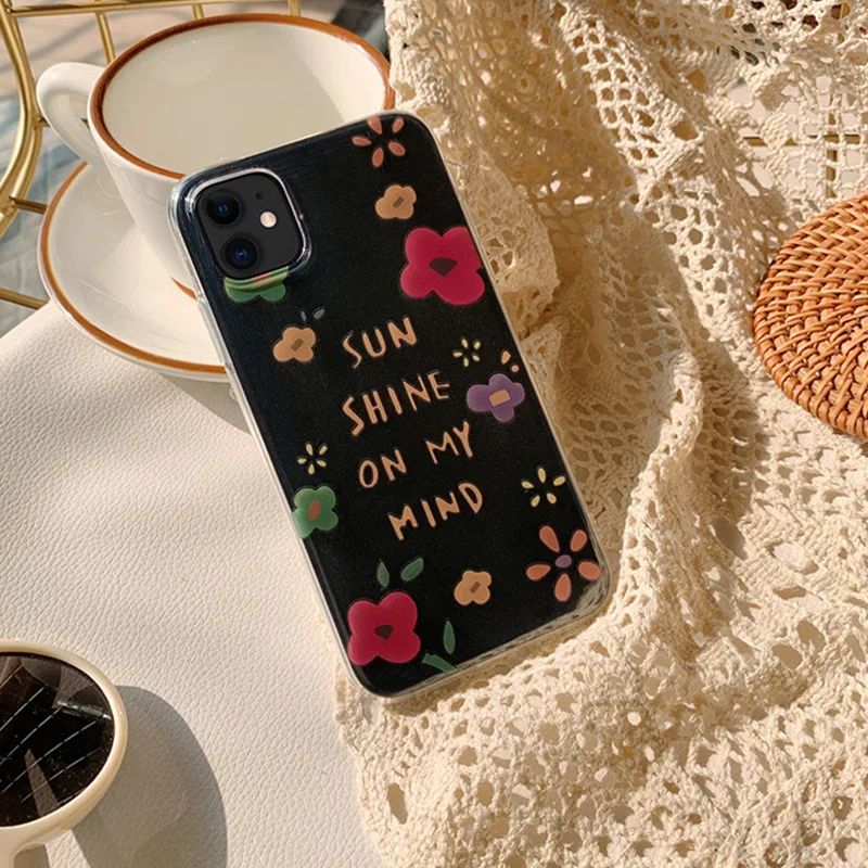 

IPhone Ins Flower Phone Case for IPhone 11 12 13 Pro MAX MINI X XS MAX XR 7 8 PLUS Transparent Silicone Shockproof Phone Case