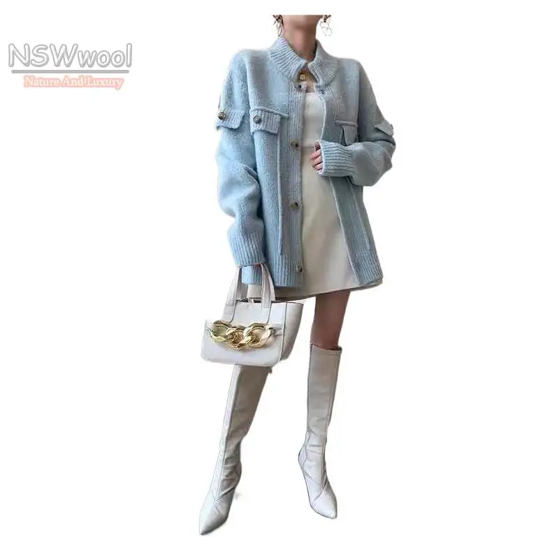 

Moscoloni Paris French Fall And Spring Woman Heavy Coat Minority Senior 2022 Mohair Cardigans Top Fashion High Quality