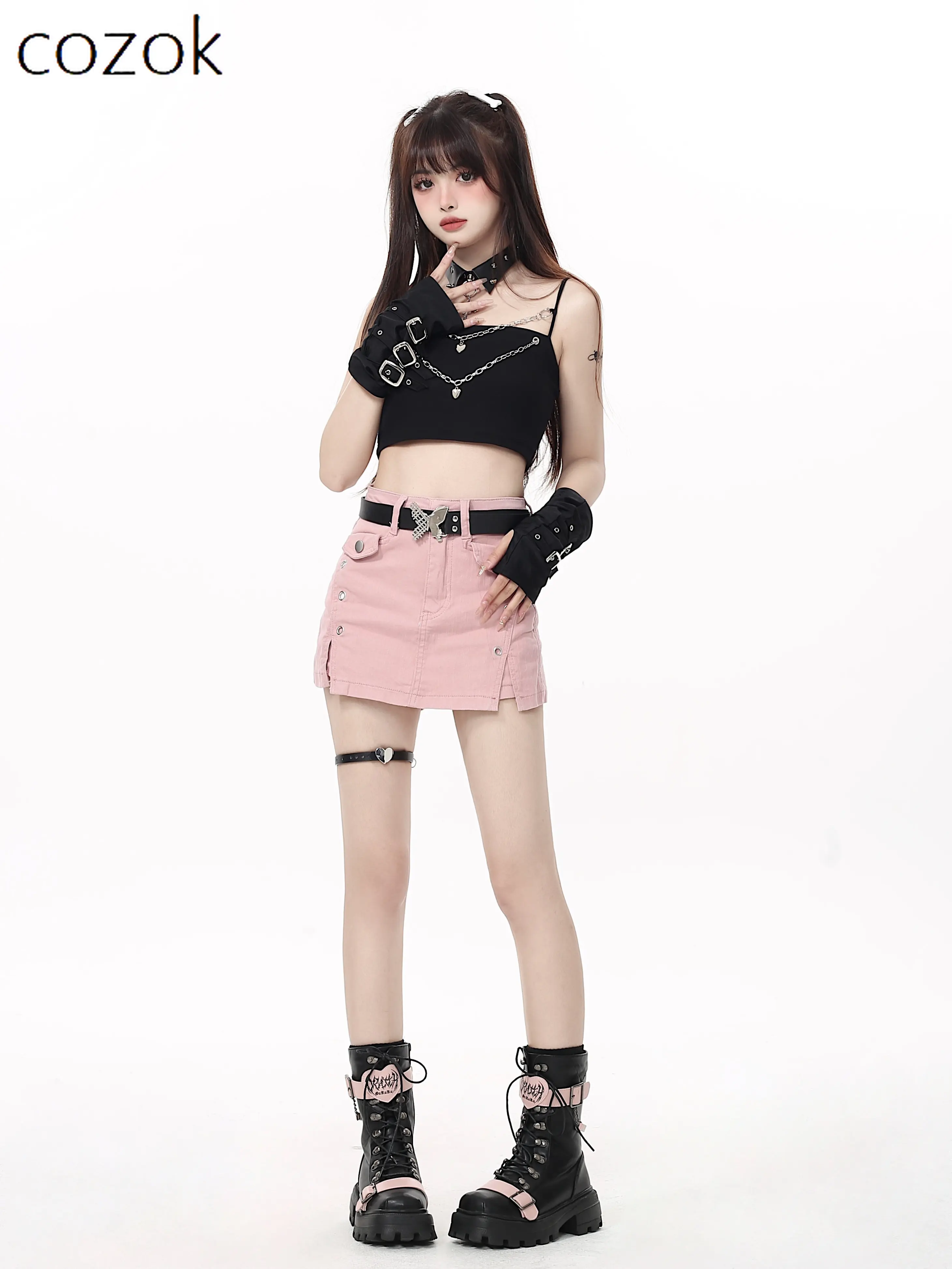 

Hot Girl Pink Skirt 2023 Summer Clothes New Fashion Design All-Match Pantskirt High Waist Slimming Sweet Elegance Short Skirts