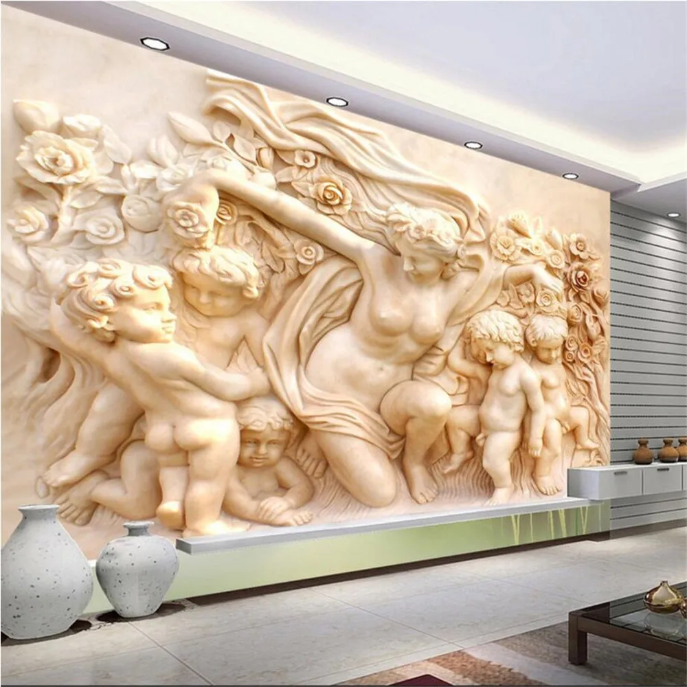 Пользовательские Европейский Ангел Купидон рельефные на заказ papel de parede 3D