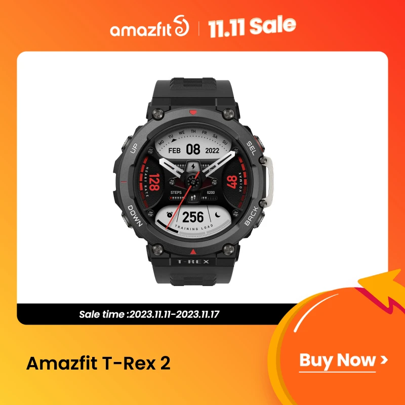 

New Amazfit T Rex 2 Smartwatch T-Rex 2 Dual Band Route Import 150+Built-in Sports Modes Smart Watch