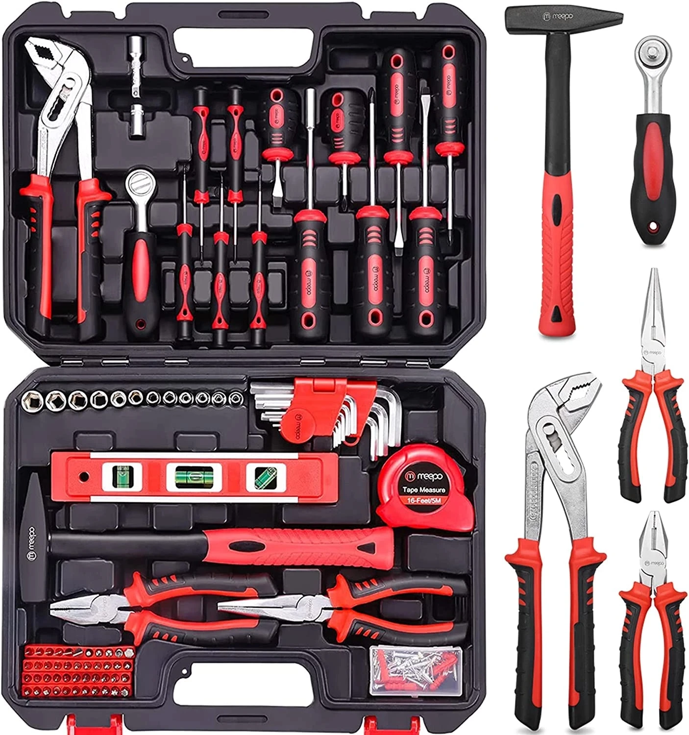 

New low price Basics Household Tool Kit with Tool Storage Case 142 Piece