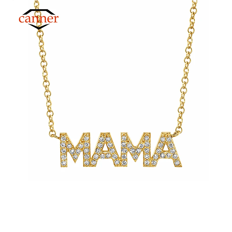 

CANNER Exquisite Clavicle Chain Necklace Mama Pendant 925 Sterling Silver 18k Gold Plated Necklaces Pendant Jewelry Gift For Mom