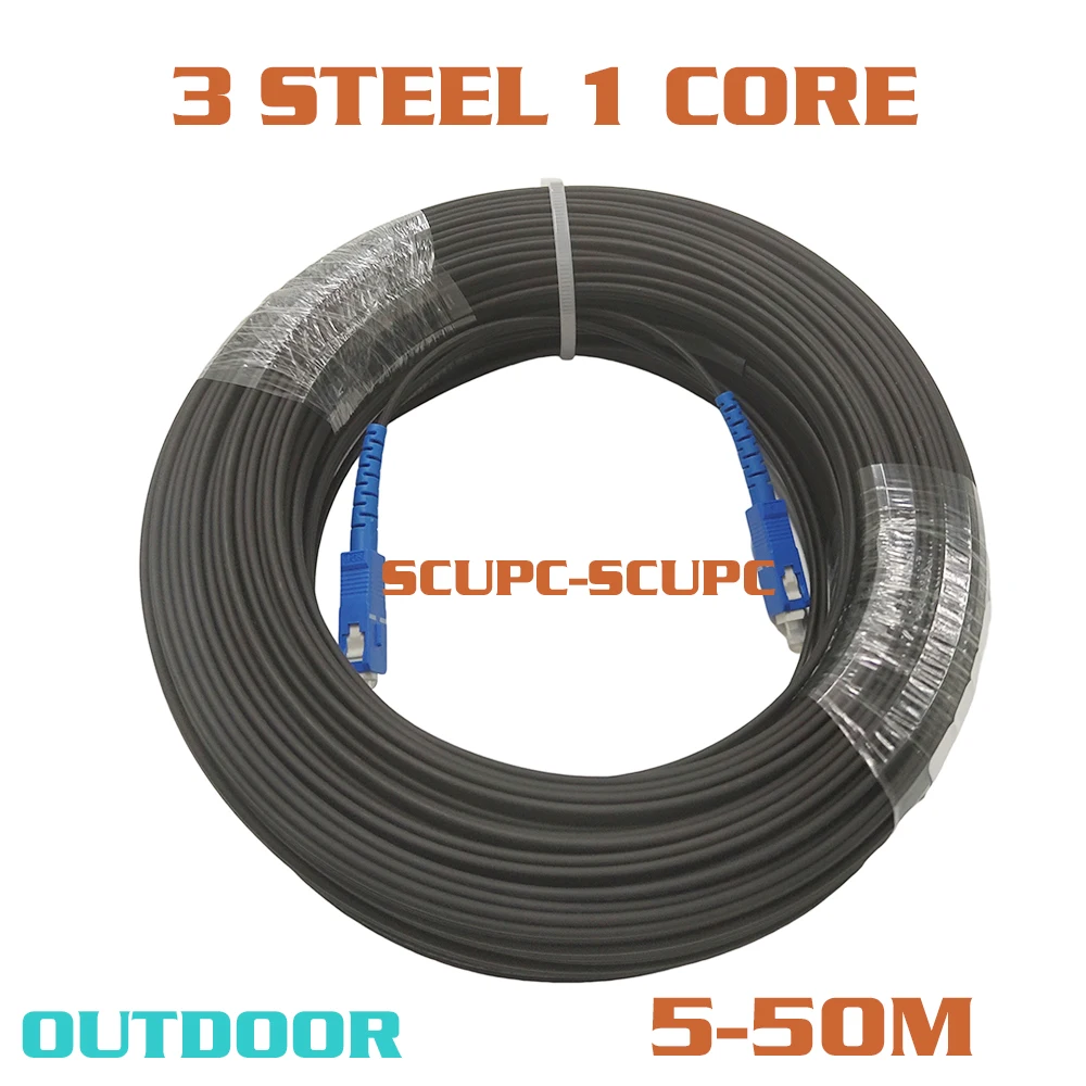 

Patch Cord G657A1 FTTH Drop Fiber Cable SCUPC to SCUPC 5-50m Single Mode 3 Steel 1 Core GJYXCH