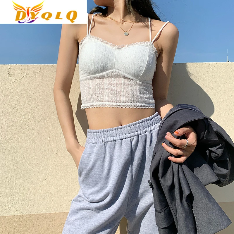 

Women Lace Bralette Floral Lace Tanks Top Sexy Cami Tops Female Beauty Back Underwear Lingerie Padded Short Cropped Camisole