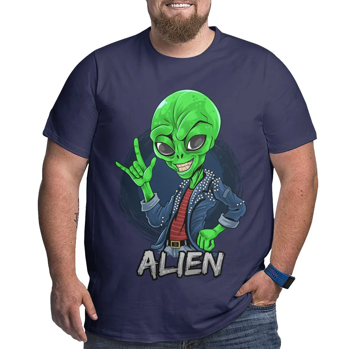 

Футболки Alien Design Мужские большого размера d, хлопковые рубашки темно-синего цвета для высоких мужчин, верхняя одежда, футболки в стиле Хай-ст...