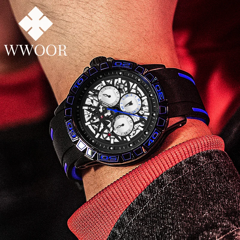 

Fashion Men Watch WWOOR New Sports Watch Chronograph Male Clock Luxury Men Quartz Bracelet Wristwatches Waterproof Reloj Hombre
