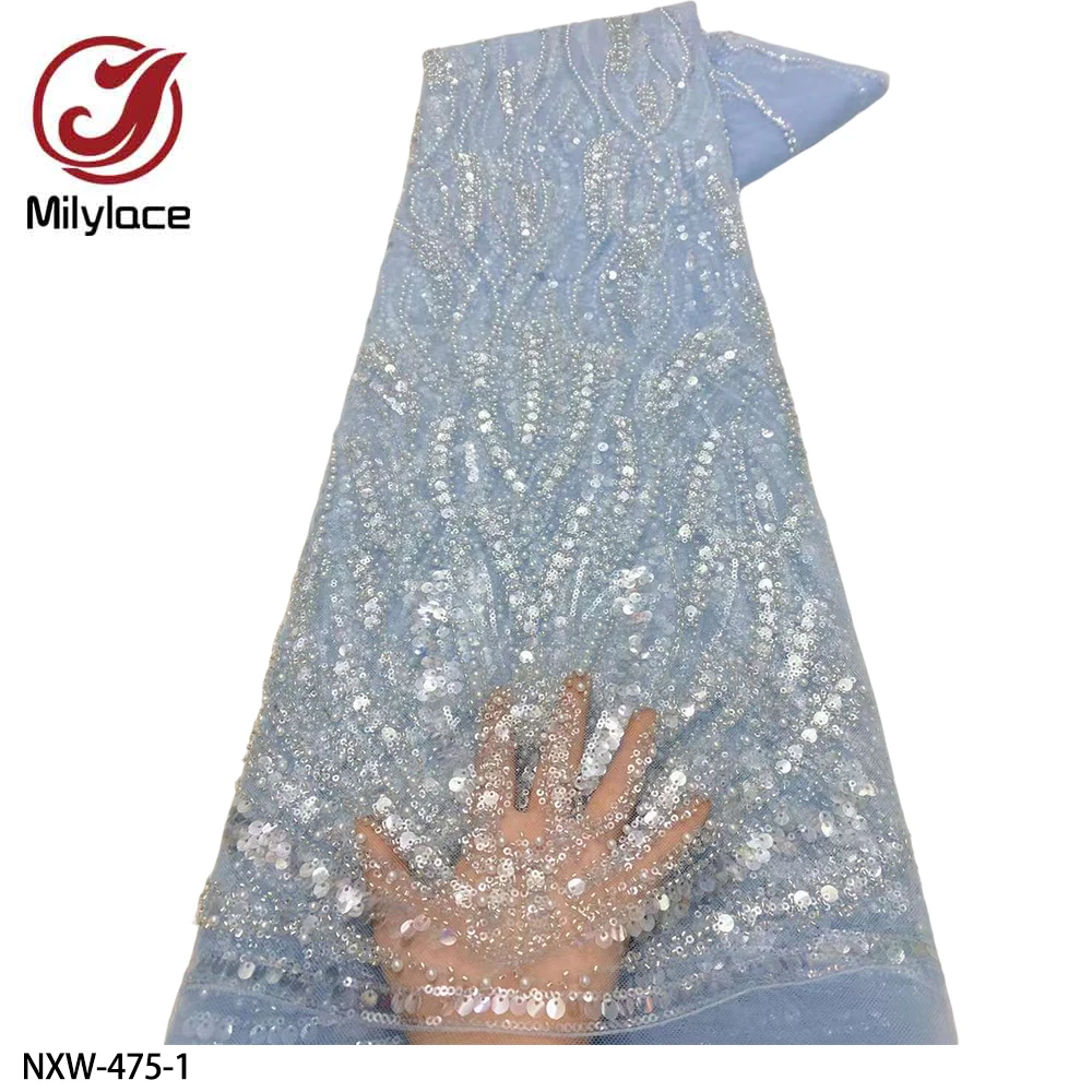 

Новейшие нигерийские кружевные ткани, модные Африканские кружева, роскошные бусины ручной работы, бриллианты для свадьбы, 5 ярдов