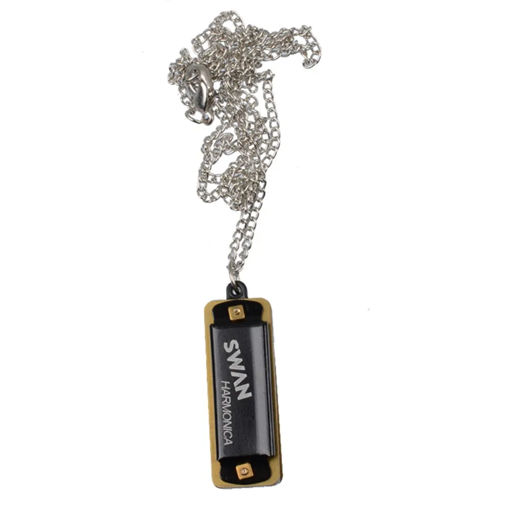 

1.38\" X 0.51\" Mini Harmonica Necklace For Kids Holes 4 Metal Tones 8 Necklace Design Sale Brand New High Quality