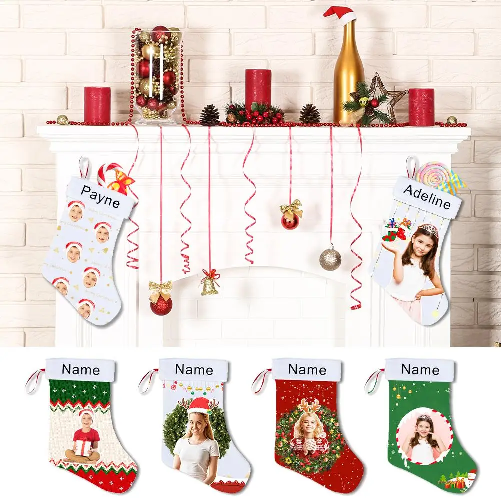 Merry Christmas Santa Claus Snowman Stockings Children's Gift Socks Gift Personalized New Happy Candy Name Embroidered Bag F9I3