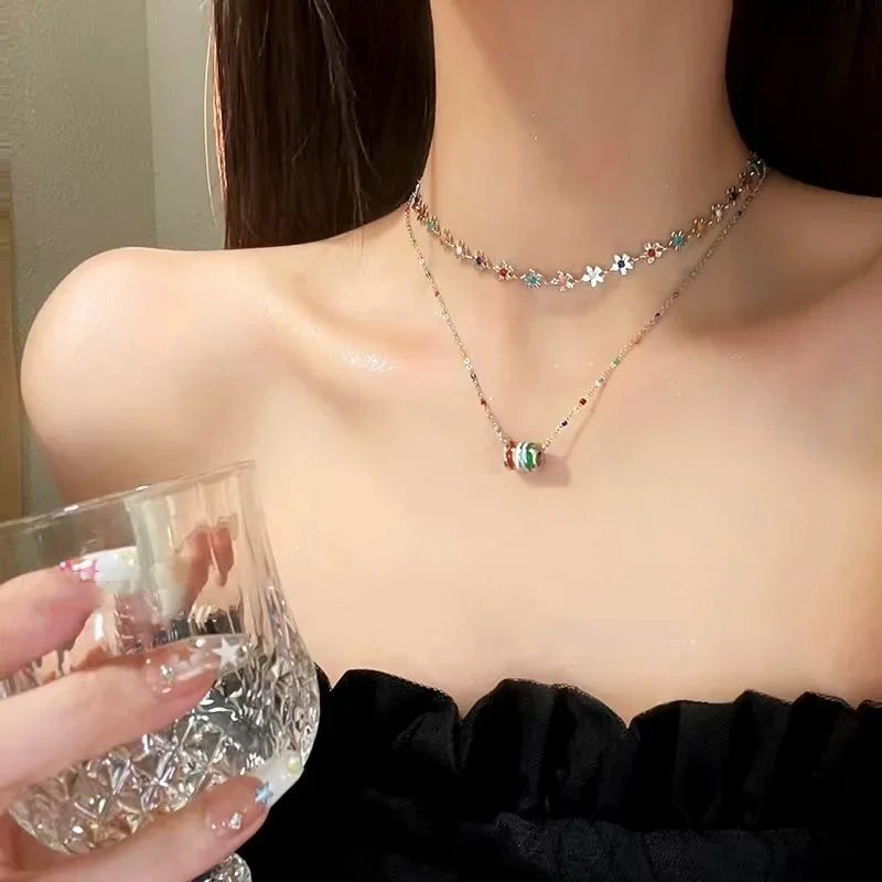 Модное милое красочное цветочное ожерелье элегантное женское с разноцветными