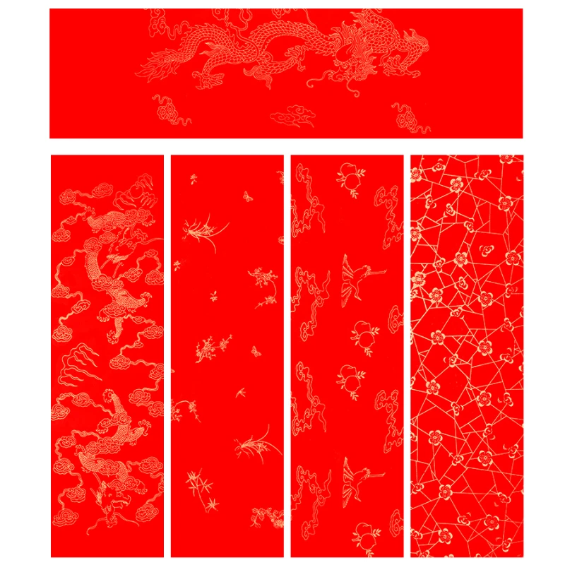 Chinese Spring Festival Couplet 10sheet Red Xuan Paper for Lucky Money Envelope Thicken Calligraphy Paper Cutting Red Rice Paper