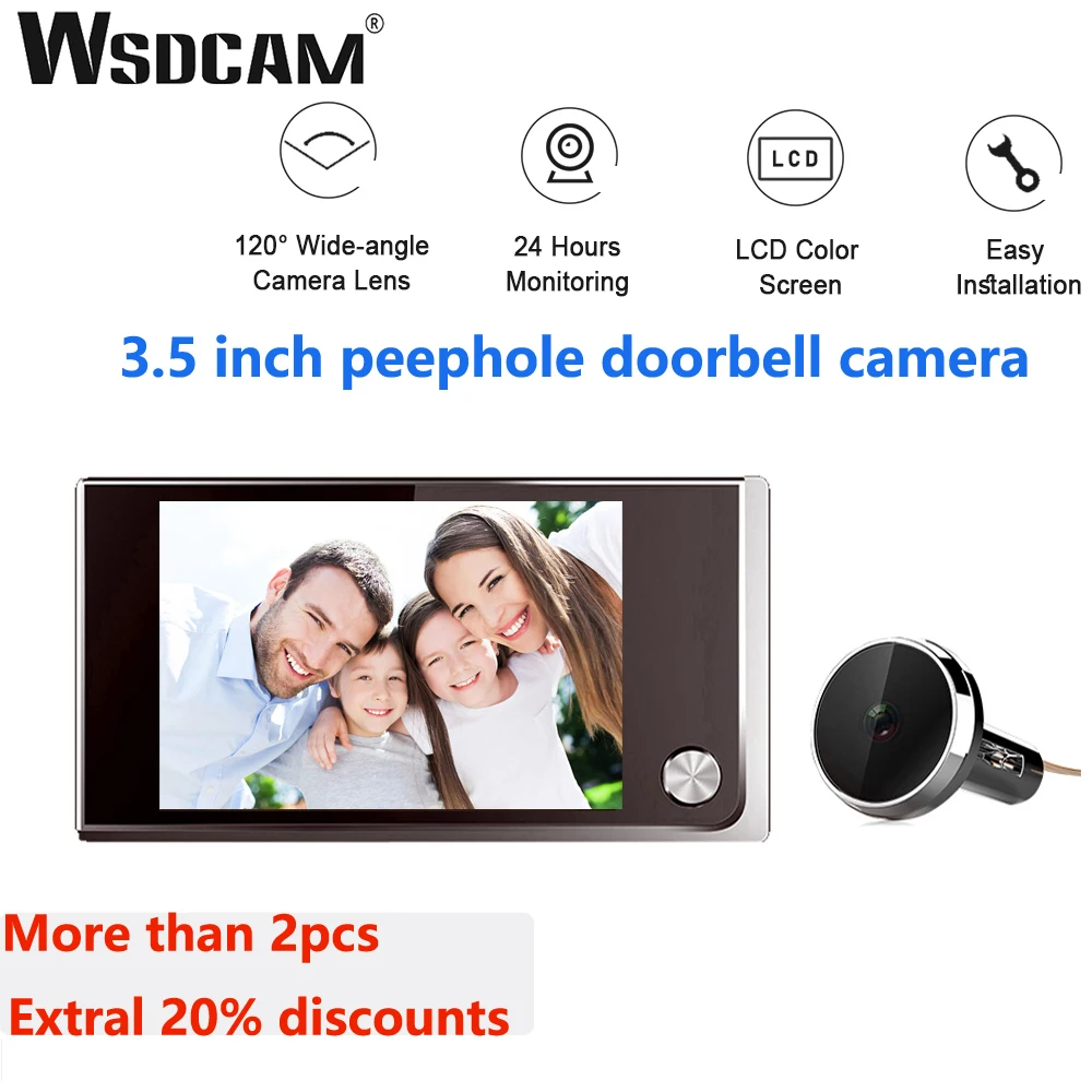 

WSDCAM 3.5inch Video Peephole Doorbell Door Viewer Electronic Ring Doorbell Camera Video-eye Home Security Outdoor Monitor