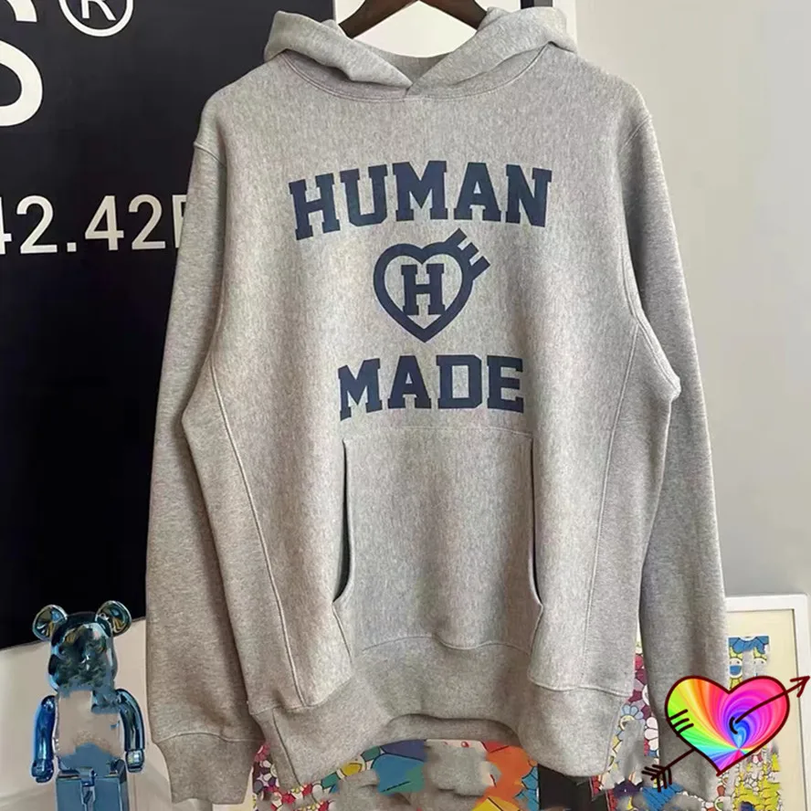 

2022 Human Made Logo Hoodie Men Women 1:1 Sleeve Embroidered Heart Human Made Hoodie Heavy Fabric Fleece Pullovers Sweatshirts