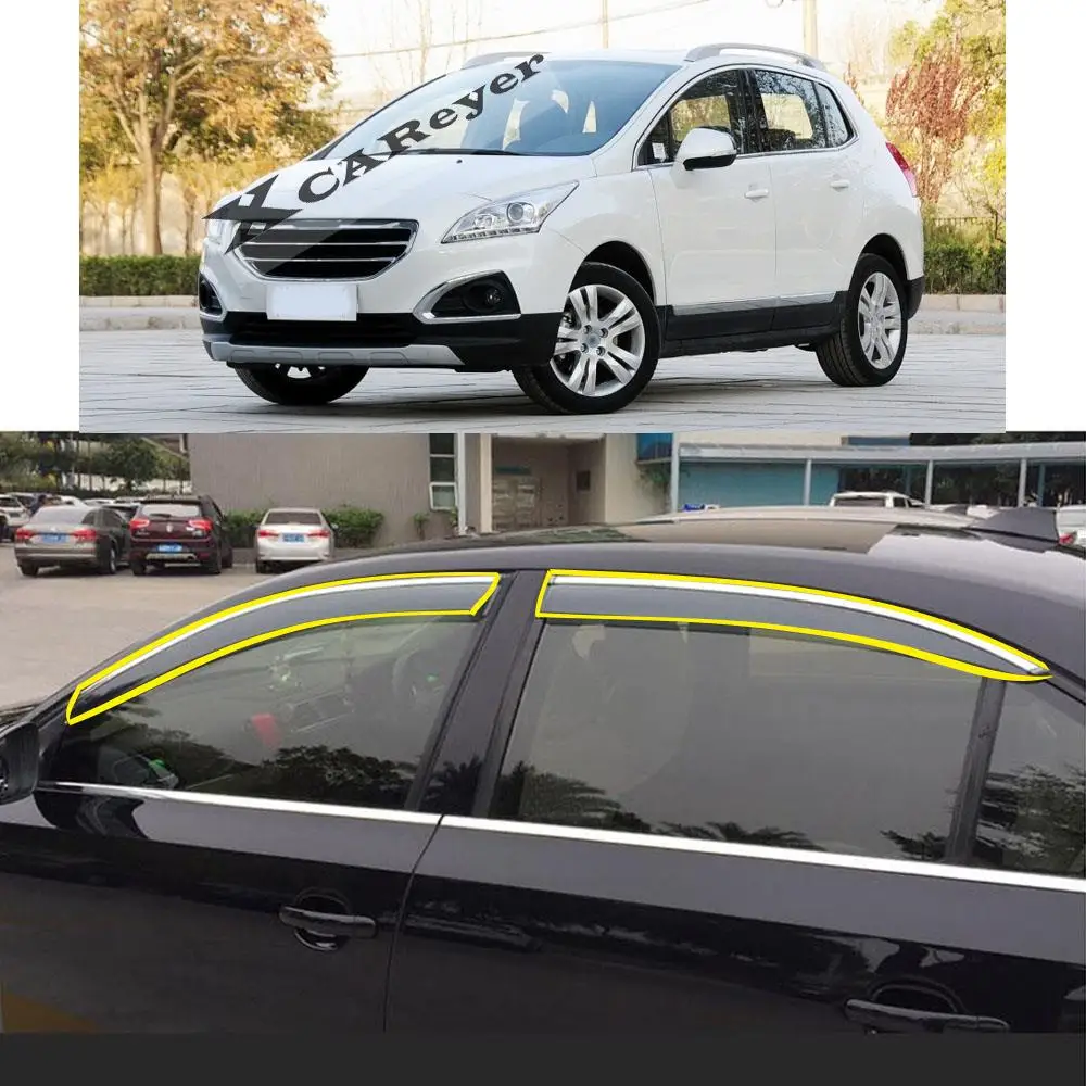 

Car Body Styling Sticker Plastic Window Glass Wind Visor Rain/Sun Smoke Guard Vent Protector For Peugeot 3008 2013 2014-2018