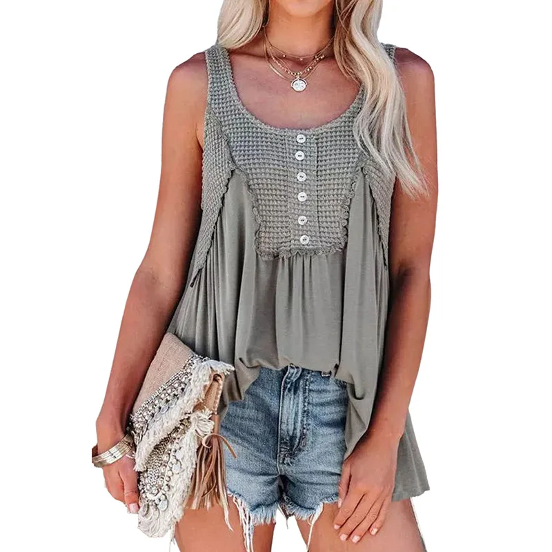 

Women's Tanks & Camis summer stitching vest casual loose top