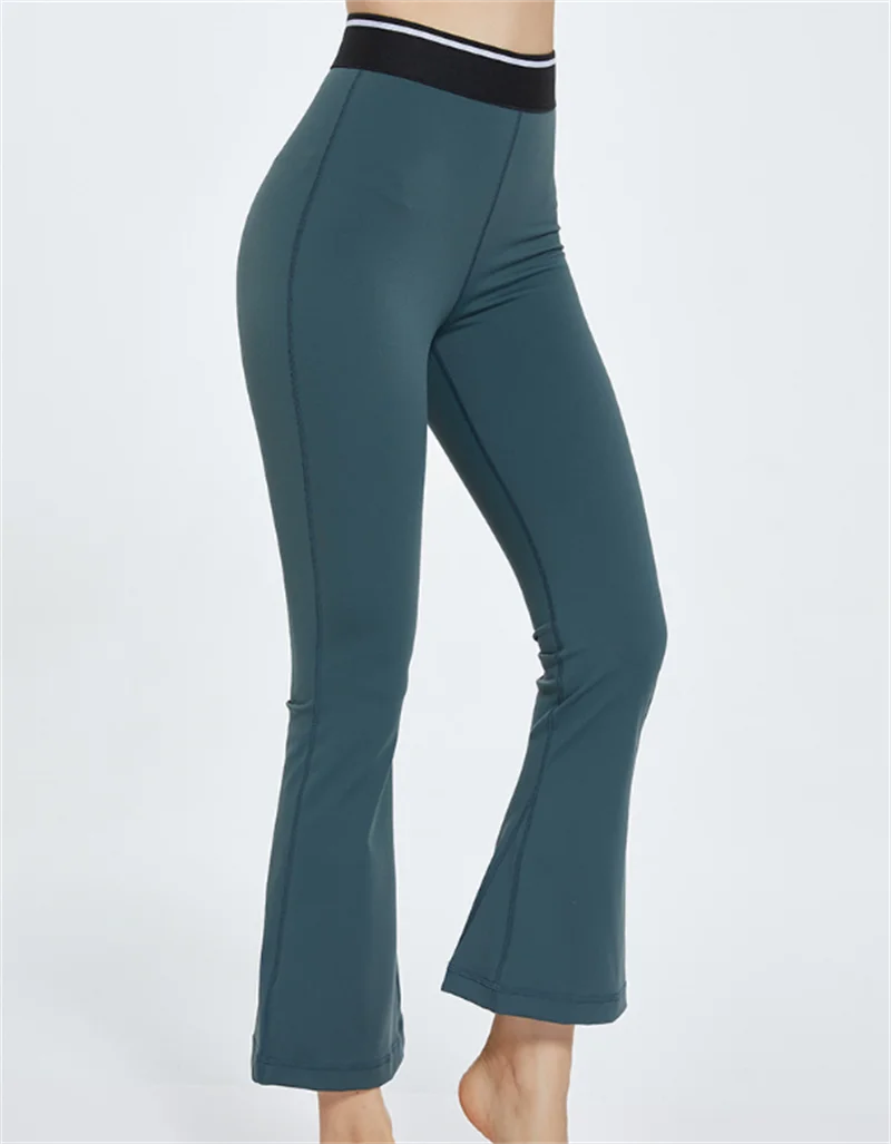 

Casual High Waist Push Up Butt Flare Pants Women Nake Feeling Loose Sports Pants Fitness Yoga Flared Trousers