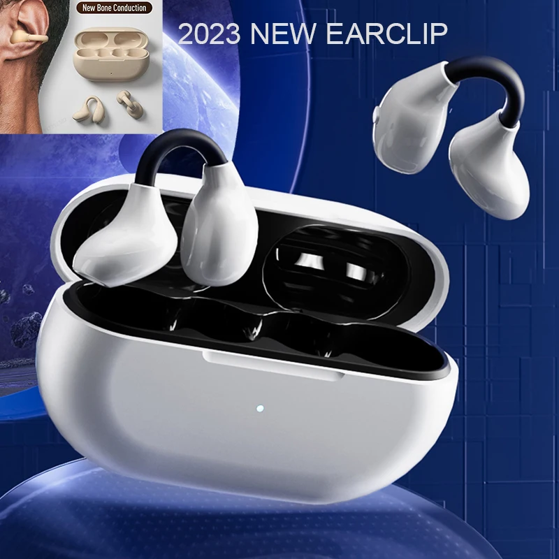 

INMAS Wireless Earbuds Bone Conduction TWS Bluetooth 5.3 Earphones Earring Headphones Waterproof Hifi Headset With Microphone