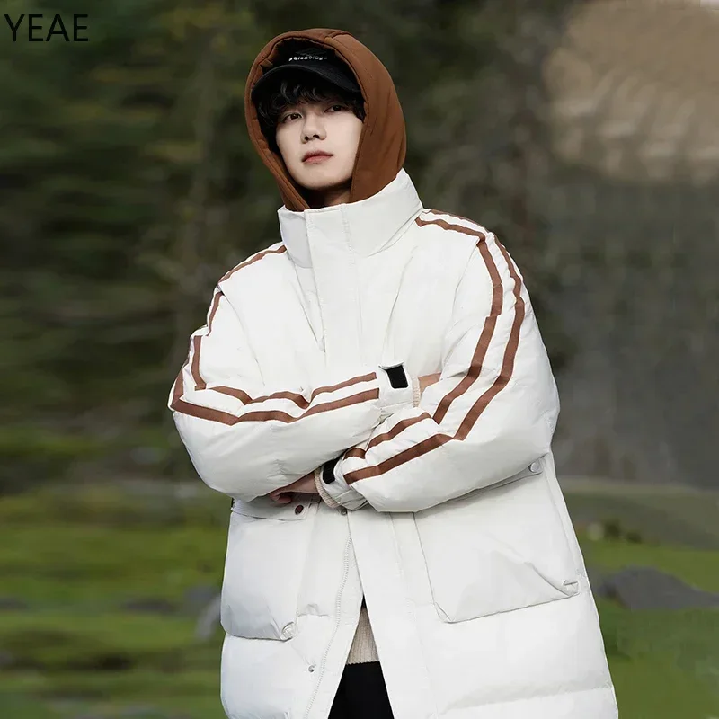 Длинный пуховик с капюшоном на шнурке Мужская Дизайнерская одежда мужская