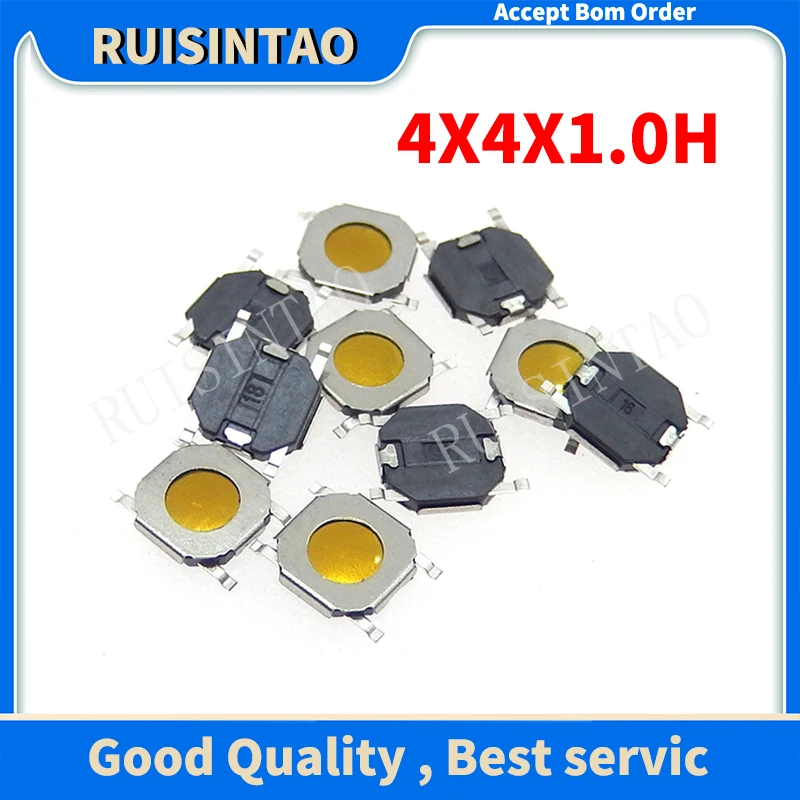 

Микро тактильный мембранный переключатель, 100 шт., кнопка SPST-NO, водонепроницаемый переключатель, 4x4x1 SMD, 4-контактный SMT, 4*4*1,0 мм, ультратонкий мини-переключатель