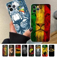 rasta lion reggae bob marleys phone case silicone soft for iphone 14 13 12 11 pro mini xs max 8 7 6 plus x xs xr cover