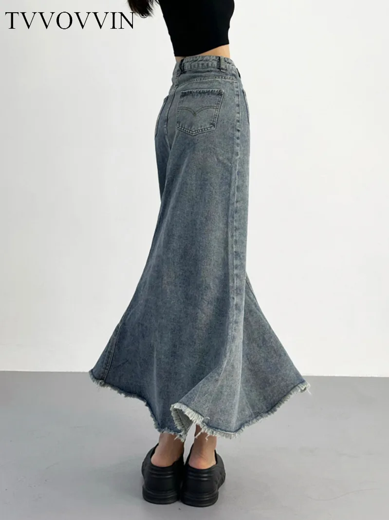 

TVVOVVIN синяя облегающая юбка с завышенной талией, джинсовая юбка рыбий хвост для женщин, новинка 2023, облегающая юбка средней длины, модные женские юбки, милые F61Z