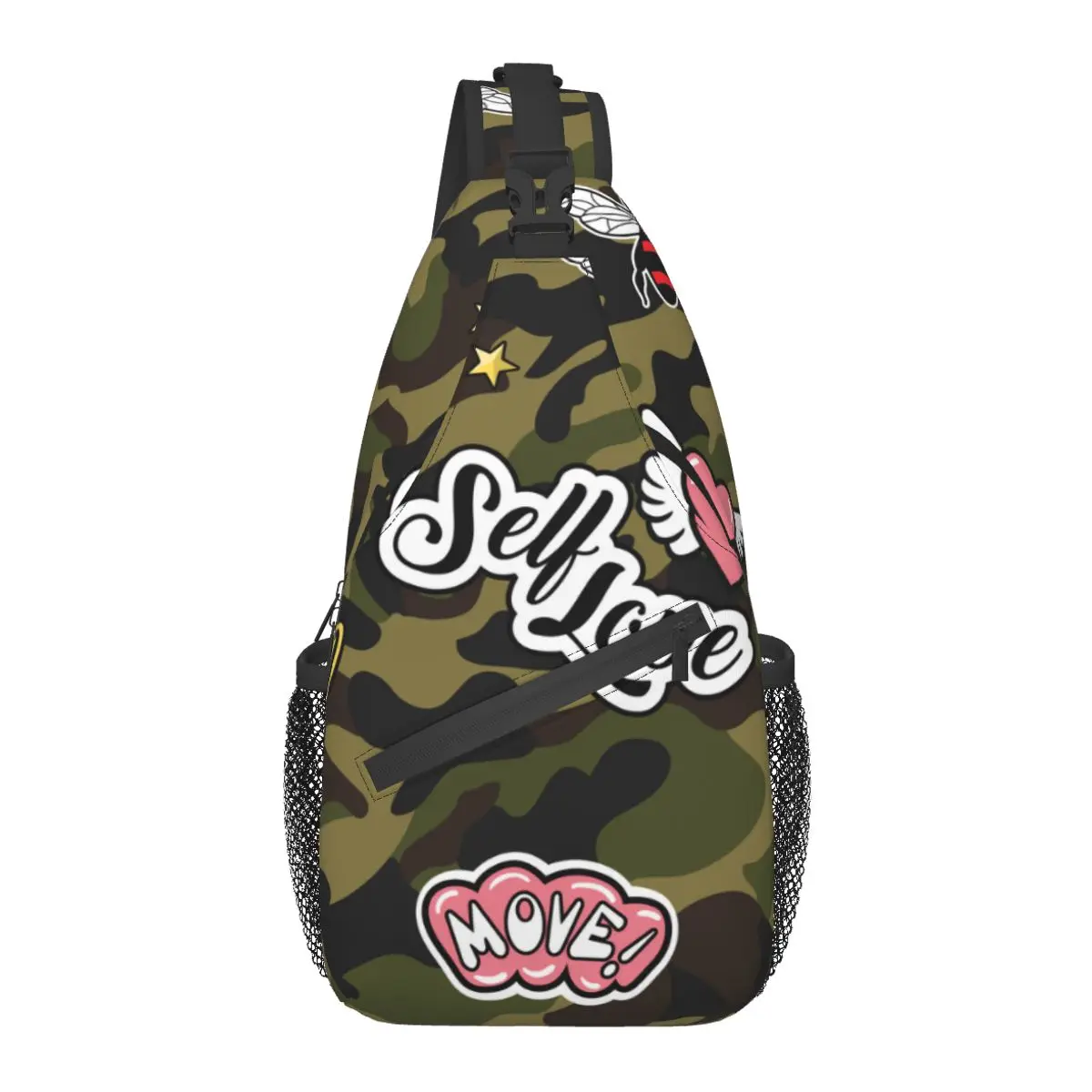 

2022 Chest Bag Men's Casual Messenger Bag Fashion Women Chest Bag Camouflage With Cool Patches Handbag Travel Phone Bag