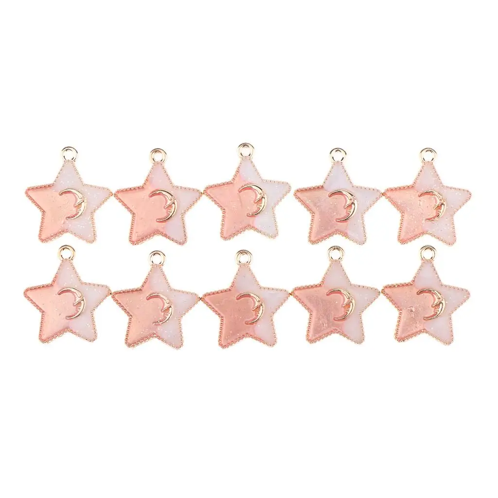

10 Pieces Assorted Color Small Star Pendant Loose Beads DIY Art Finding 23mm Mini Findings Loose Spacer