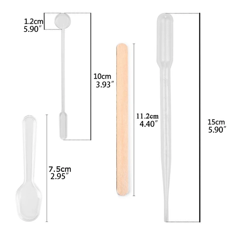 

652F 35 Pcs/Set Resin Mold Tools Kit Clear Plastic Dropper Stirring Rod Wooden Popsicle Stir Sticks Disposable Finger Cots