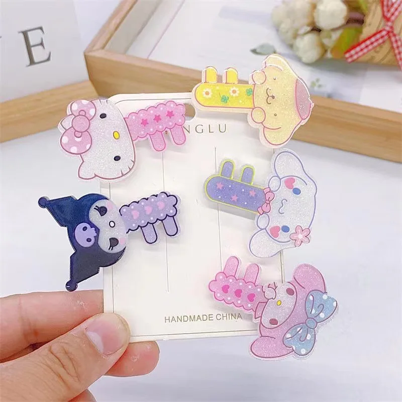 

Summer New Cartoon Hairpins Acrylic Sanrio Kuromi Cinnamoroll Melody Girl Liu Haibian Clip Hair Accessories Kawaii Hairpins