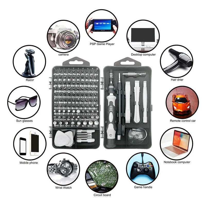 

1 set Hand Tool Set 115 In 1 Screwdriver Set Magnetic Screwdriver Bit Torx Multi Mobile Phone Repair Tools Kit Electronic Device