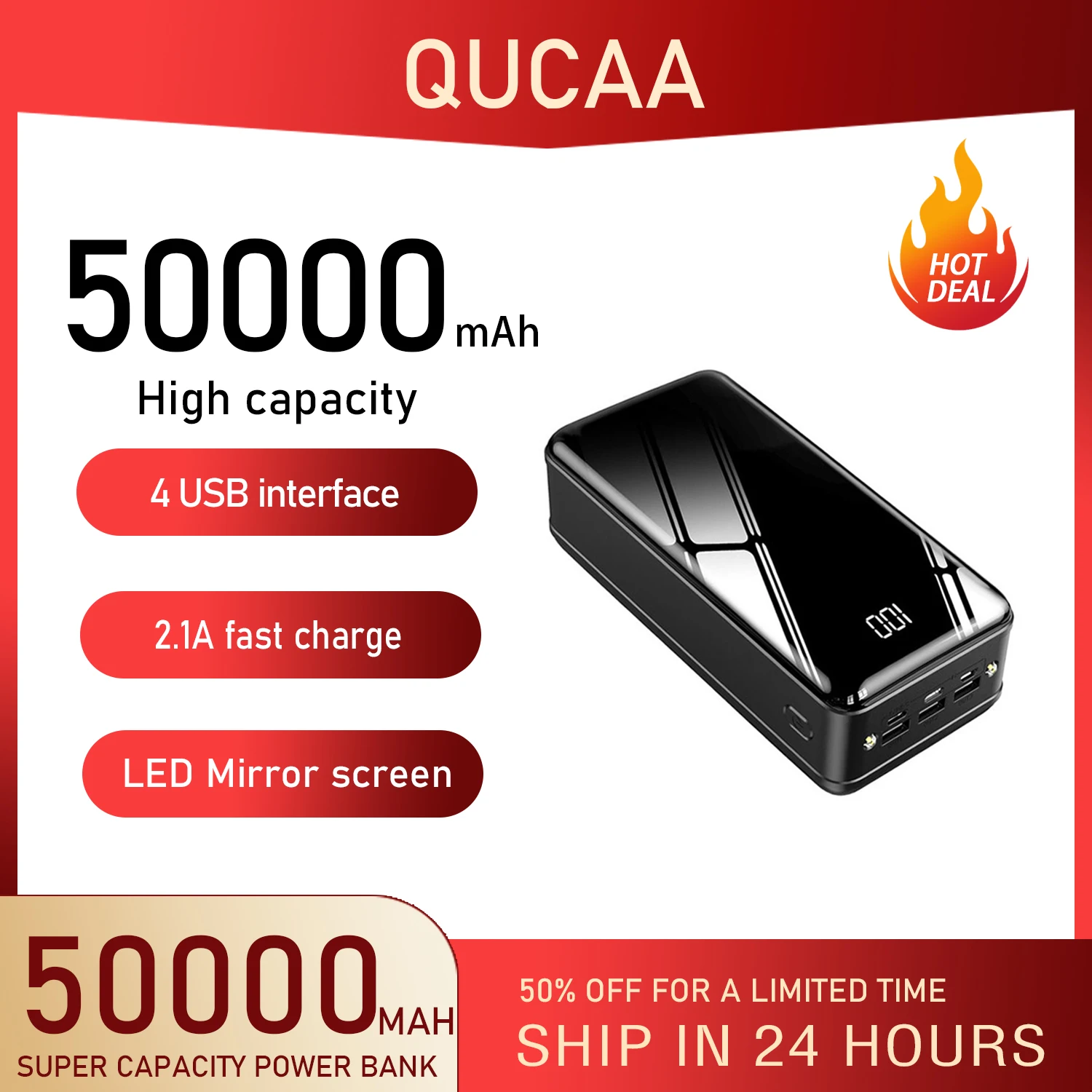 

50000mAh Power Bank Portable Charger For Samsung Xiaomi Mobile External Battery Powerbank 50000 mAh Poverbank Phone Fast charger