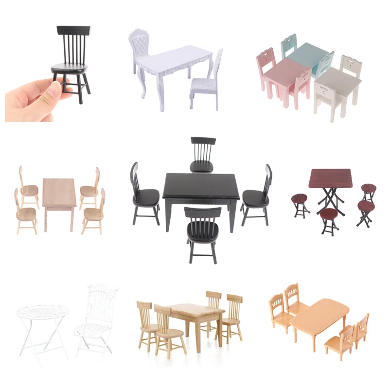 1:12 Dollhouse Kitchen Restaurant Mini Dining Table Chair Se