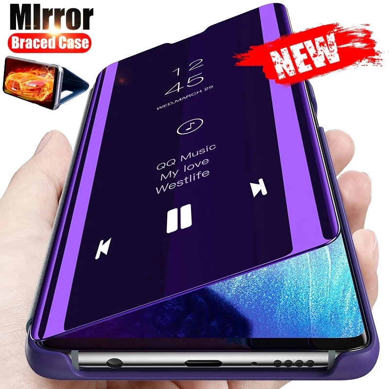 

Умный зеркальный флип-чехол для телефона Samsung Galaxy A12 A52 S7 S10E Edge S21 S10 S9 S8 S20 FE Ultra Note 20 10 9 8 Plus Lite, чехол