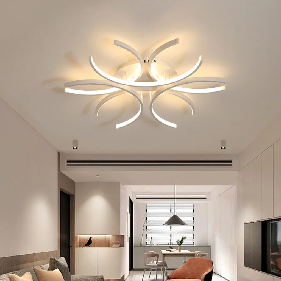 

Потолочная светодиодная Люстра для гостиной, современный белый домашний декор, лампа с дистанционным управлением для спальни, кабинета, ст...