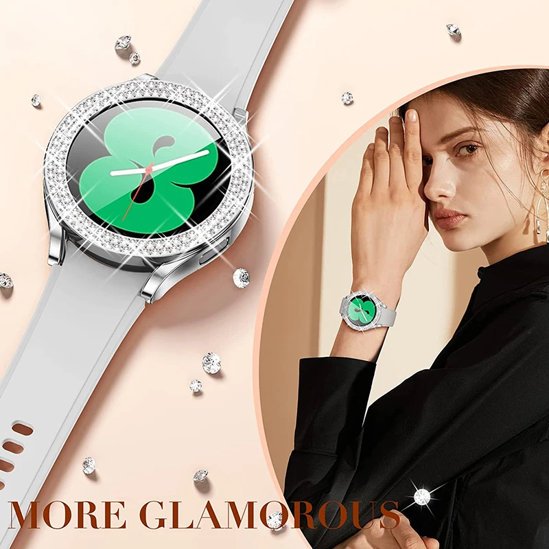 case for Samsung Galaxy Watch 6 4 Case 40mm 44mm Accessories Bling Fashion Two Rows Diamond bumper Galaxy Watch 5 6 40 mm Cover