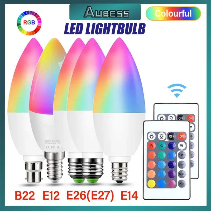 

Светодиодная умная лампочка E14/E122/B22, светодиодная лампочка, умная домашняя неоновая вывеска, лампочки RGB с дистанционным управлением, пригл...