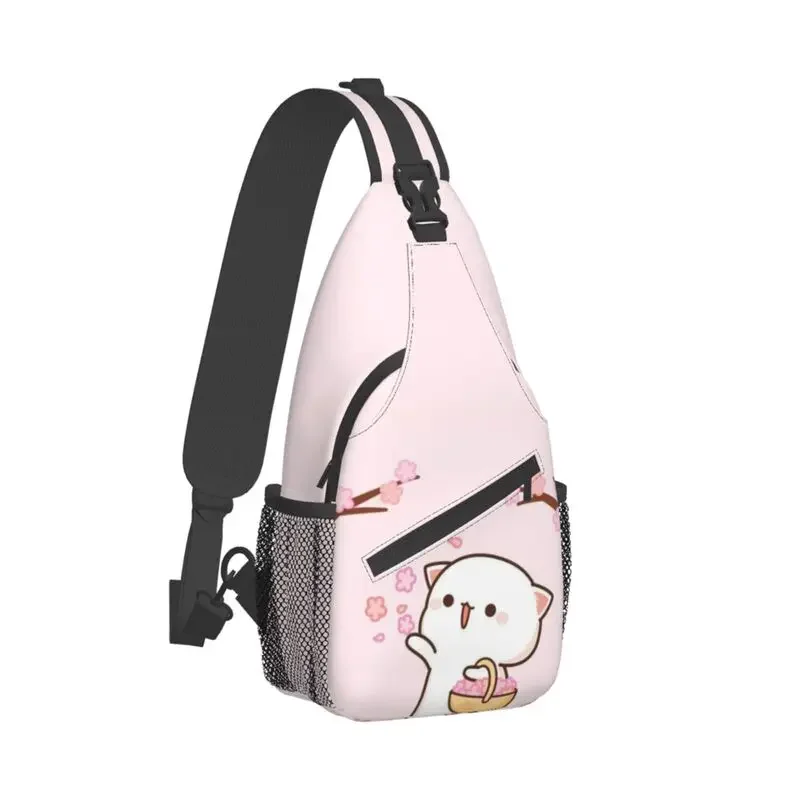 Kawaii Mochi Cat Peach And Goma Рюкзак через плечо Мужская нагрудная сумка на заказ для