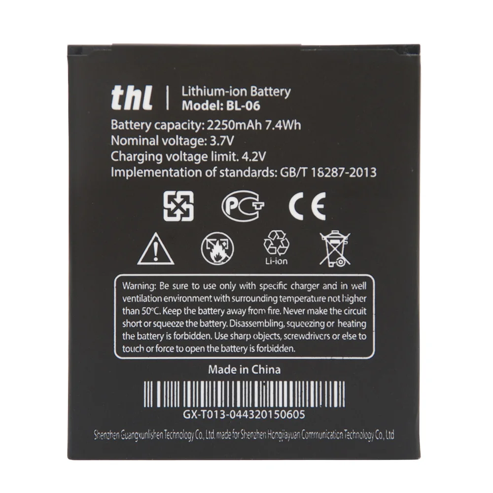 

Original THL T6/T6S/T6 Pro Battery 2250mAh Original Battery BL-06 BL06 for THL T6/T6S/T6 Pro Smartphone Replacement