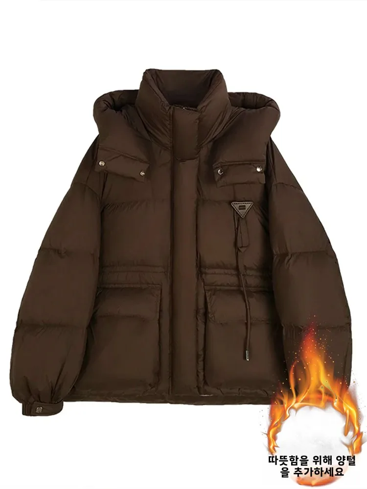 Пуховик с хлопковой подкладкой женская свободная куртка на флисовой подкладке