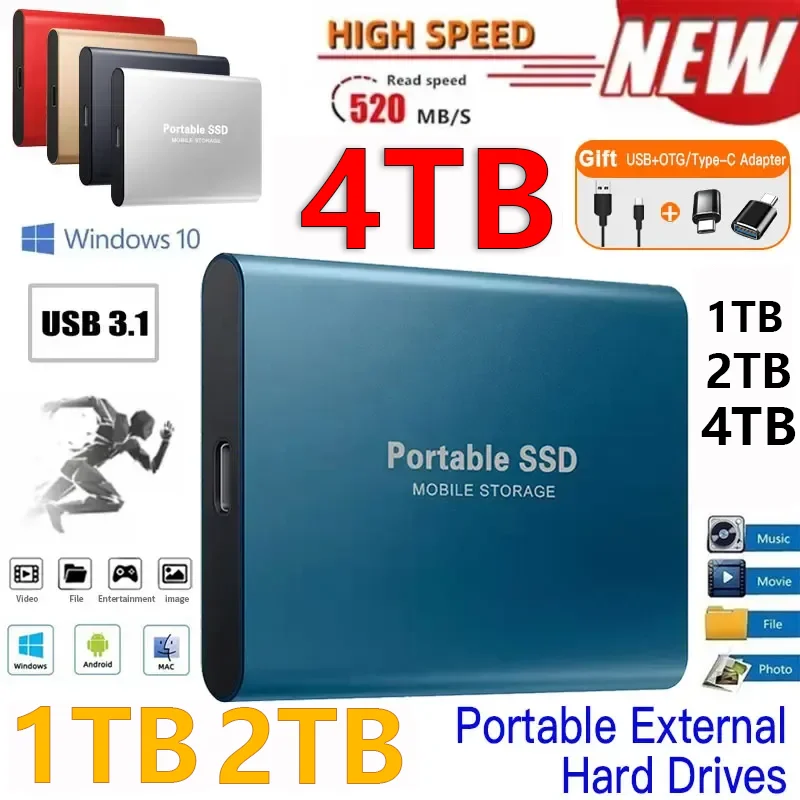 Оригинальный SSD 1 ТБ портативный внешний жесткий диск 2 ТБ мобильный ...