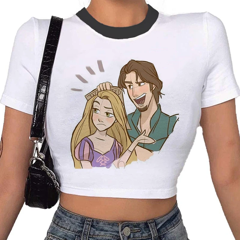 

Футболка женская с длинным ворсом, уличная одежда с принтом принцессы, винтажная Модная рубашка с принтом в стиле Диснея, Топ в стиле Харадз...