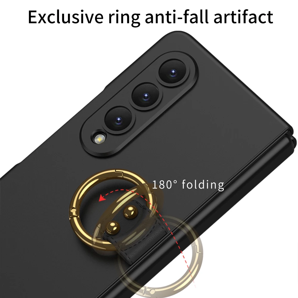 Suitable for Samsung ZFold4 fold5 phone case 180 ° foldable electroplated metal ring bracket 360 ° anti drop protective case